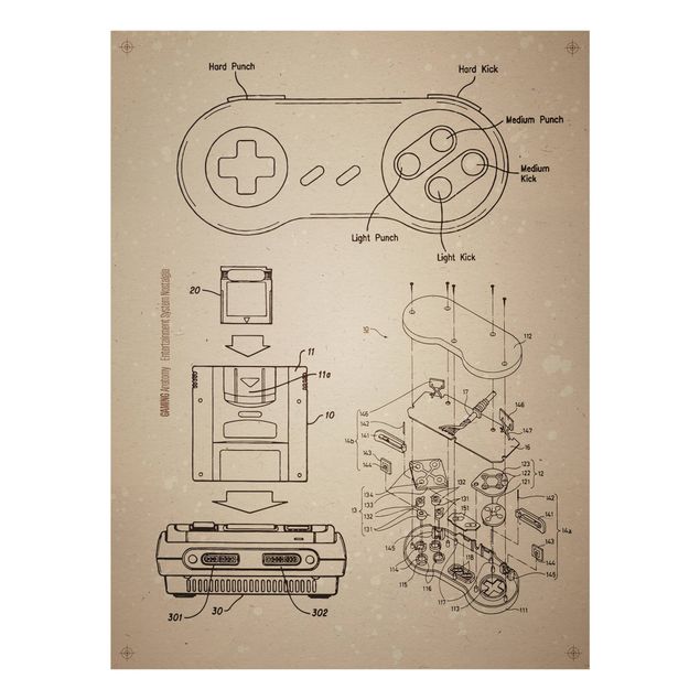Tableau en verre - Vintage Gaming Instructions II