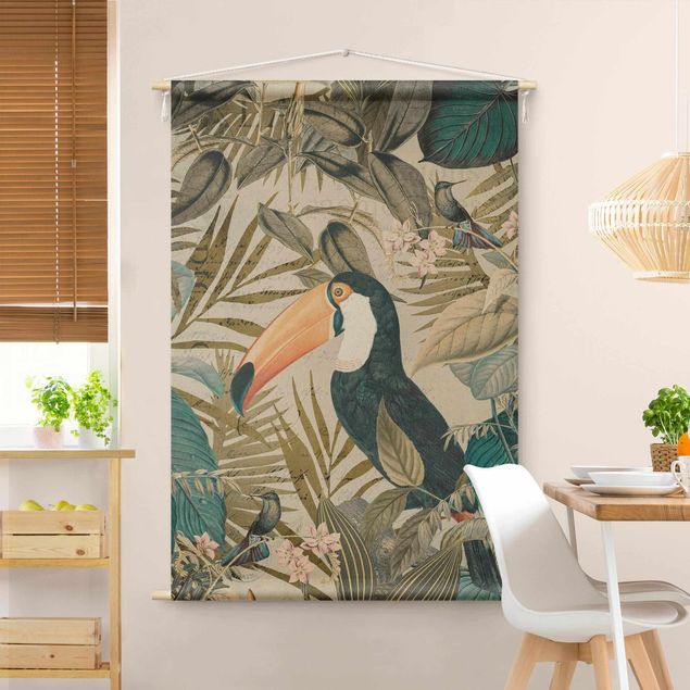 Tenture murale moderne Vintage Collage - Toucan In The Jungle