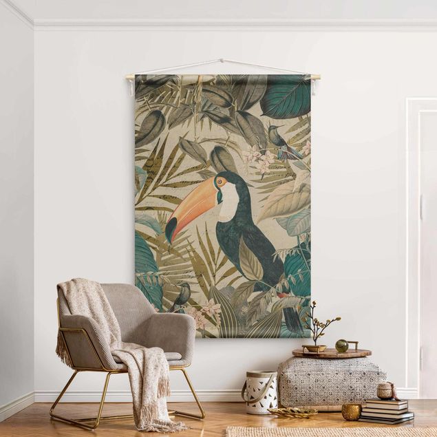 Tableaux jungle Vintage Collage - Toucan In The Jungle
