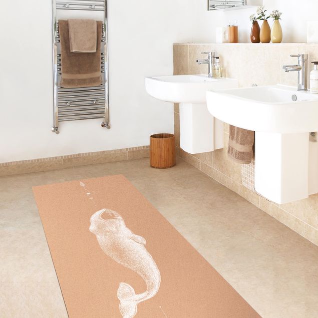 tapis de bain zen Vintage - Baleine Boréale Blanc