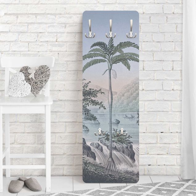 Porte-manteaux muraux avec paysage Illustration vintage - Paysage avec palmier