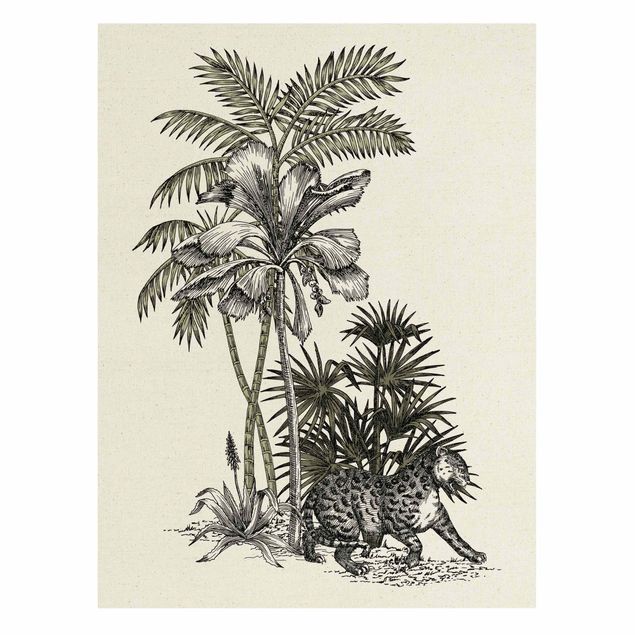 tableaux floraux Illustration Vintage - Tigre et Palmiers