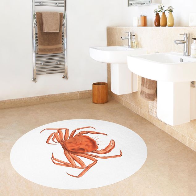 tapis modernes Illustration vintage Crabe Rouge