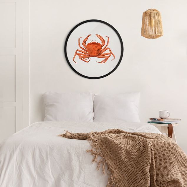 Tableau bord de mer Illustration vintage Crabe Rouge