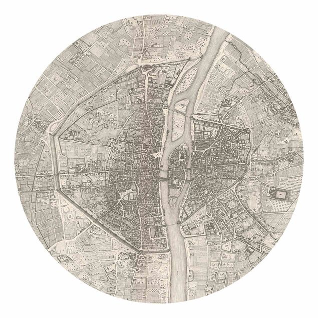 Papier peint beige Vintage Map Paris