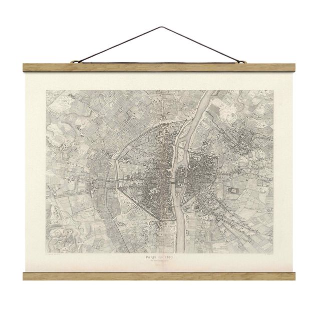 Tableau style vintage Vintage Map Paris