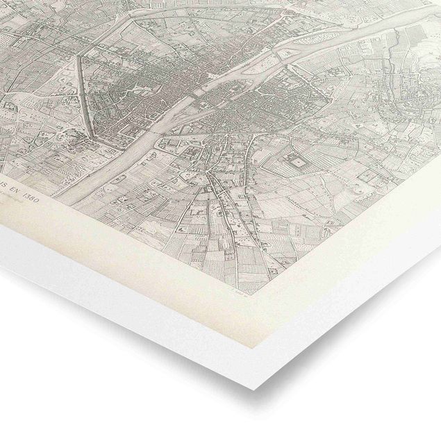 Posters mappemonde Vintage Map Paris