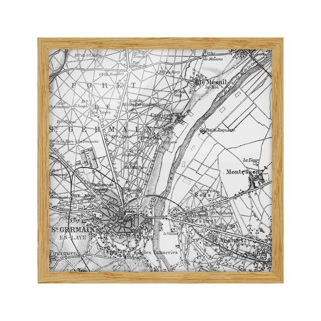 Tableaux encadrés mappemonde Tableau Vintage St Germain Paris