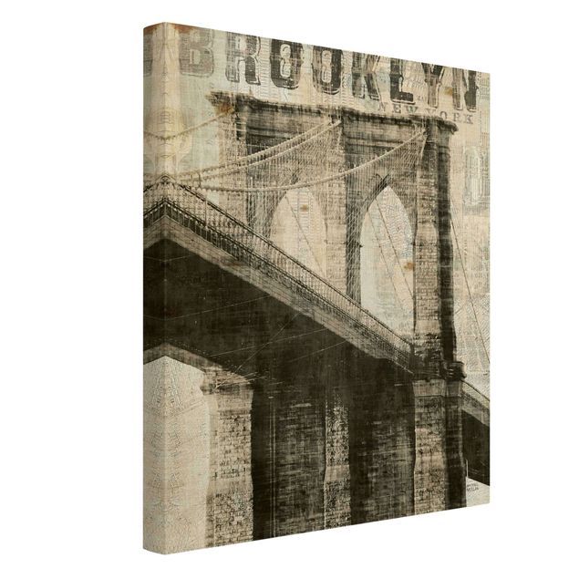Tableau ville Vintage NY Brooklyn Bridge