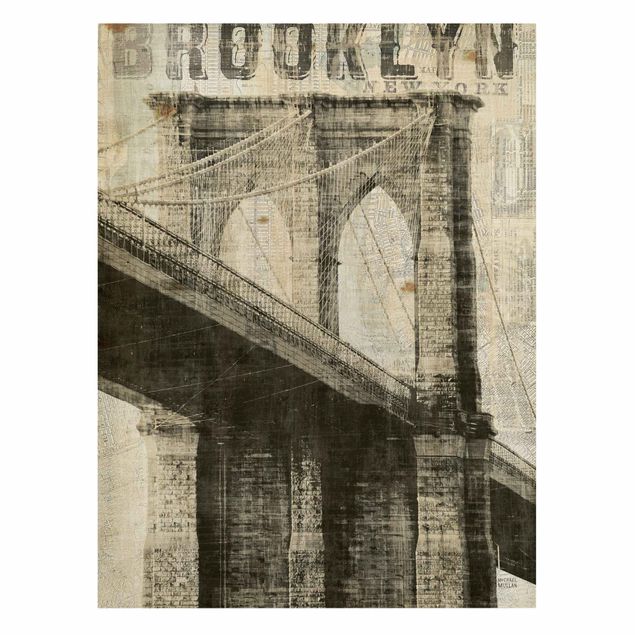 Tableaux rétro Vintage NY Brooklyn Bridge