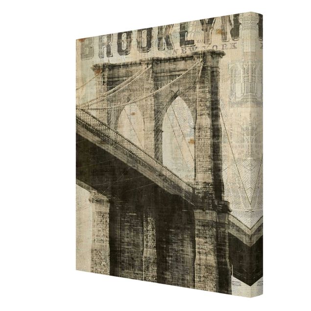 Tableaux Vintage NY Brooklyn Bridge