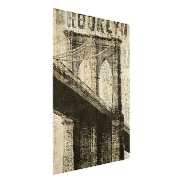 Tableau style vintage Vintage NY Brooklyn Bridge