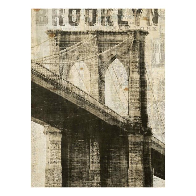 Tableau de ville Vintage NY Brooklyn Bridge