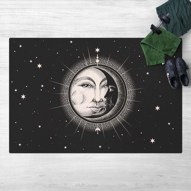 tapis modernes Illustration vintage de soleil et de lune