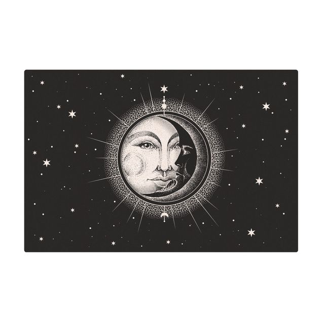 Tapis en liège - Vintage Sun And Moon Illustration - Format paysage 3:2
