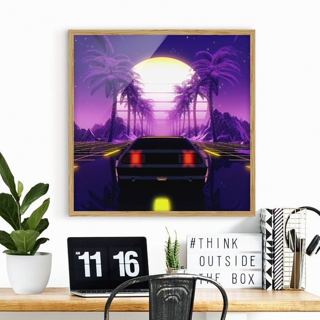 Tableau voitures Vintage Video Car With Palm Trees