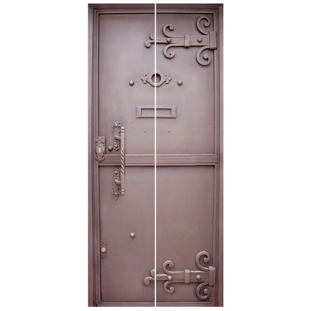 Papier peint portes Ancienne porte en acier avec motif de lys