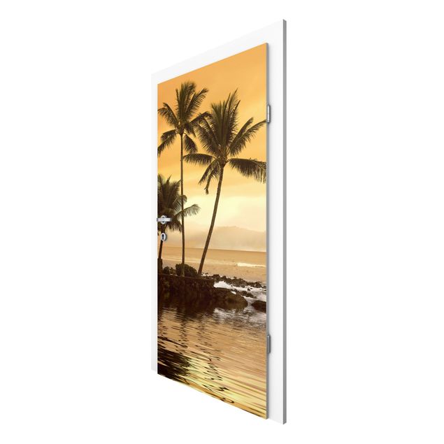 Papier peint panoramique bord de mer Coucher de soleil des Caraïbes I
