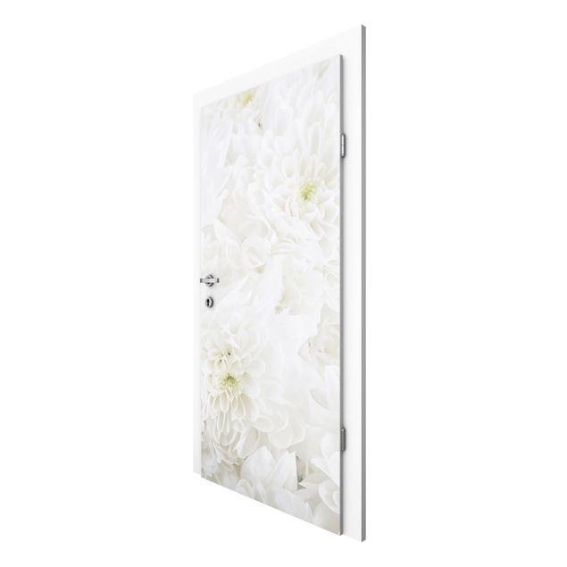 Papier peint moderne Dahlias Mer De Fleurs Blanc