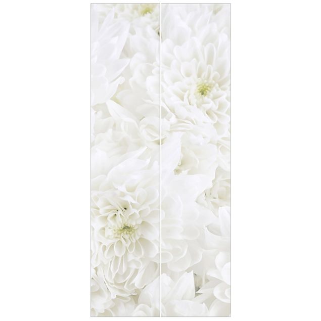 Papier peint fleurs Dahlias Mer De Fleurs Blanc