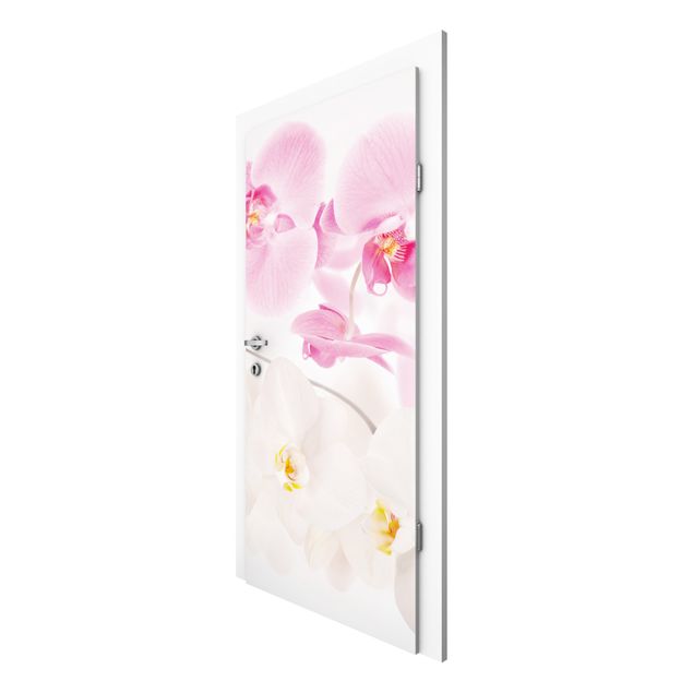 Papiers peints pour portes fleurs Orchidées délicates