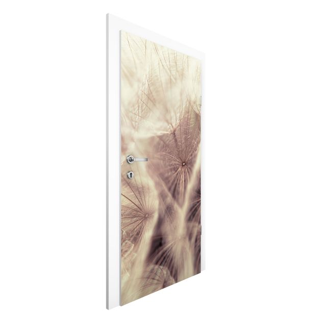 Papiers peints pour portes fleurs Macro photo détaillée d'un pissenlit avec effet de flou vintage