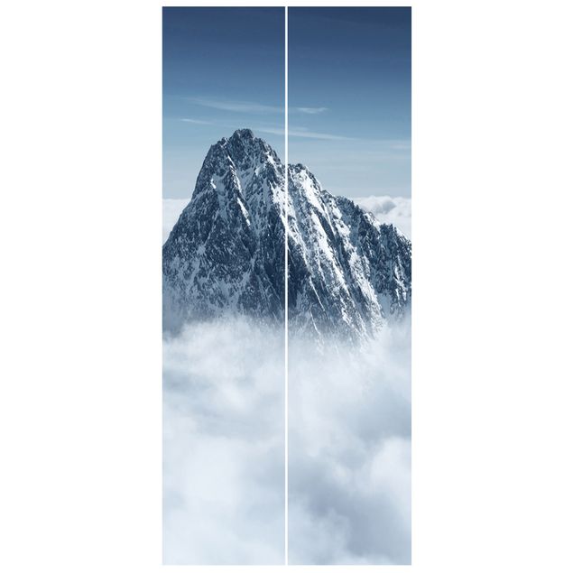 Papiers peints pour portes paysage Les Alpes au-dessus des nuages