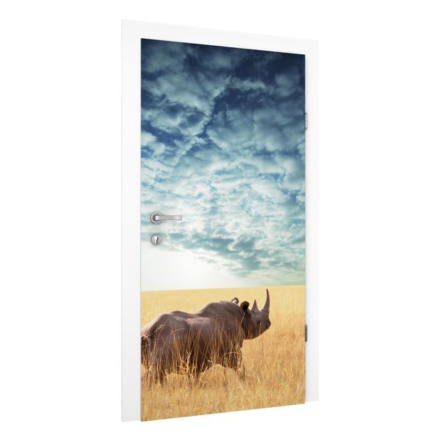 Papier peint Afrique Rhinocéros dans la savane