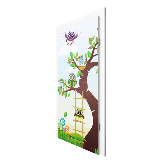 Papiers peints pour portes paysage No.YK23 Funny Owl Tree