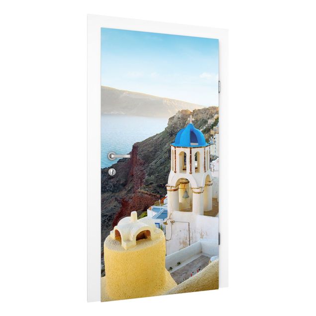 Papier peint bord de mer Santorini