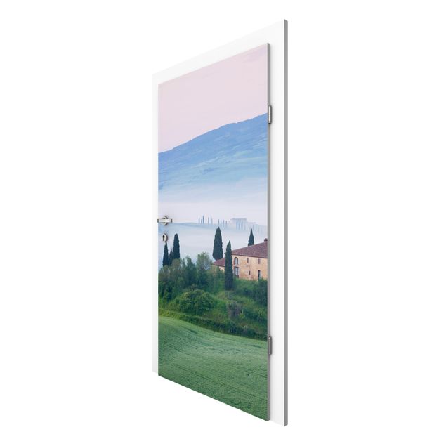 Papiers peints pour portes paysage Lever de soleil en Toscane
