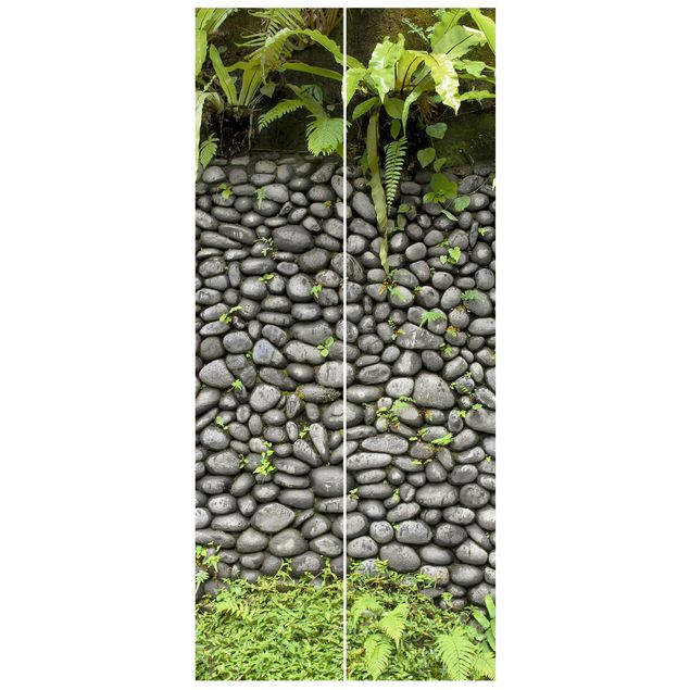 Tapisserie moderne Mur de pierre avec plantes