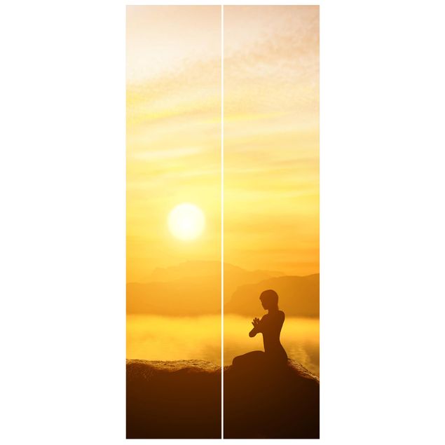 Papier peint coucher de soleil Yoga Méditation