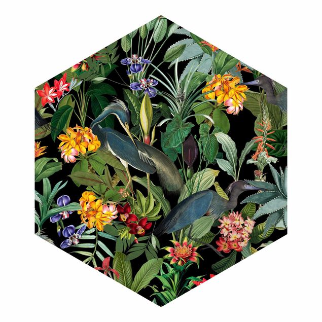 Tableaux de Uta Naumann Oiseaux avec Fleurs Tropicales