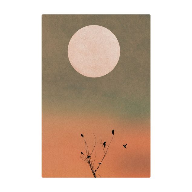 Tapis en liège - Birds In Front Of Rose Sun II - Format portrait 2:3