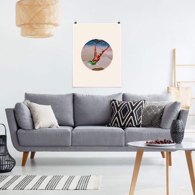 Tableaux moderne Collage d'oiseaux dans un cercle