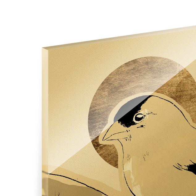 Tableaux en verre magnétique Soleil doré derrière un oiseau II