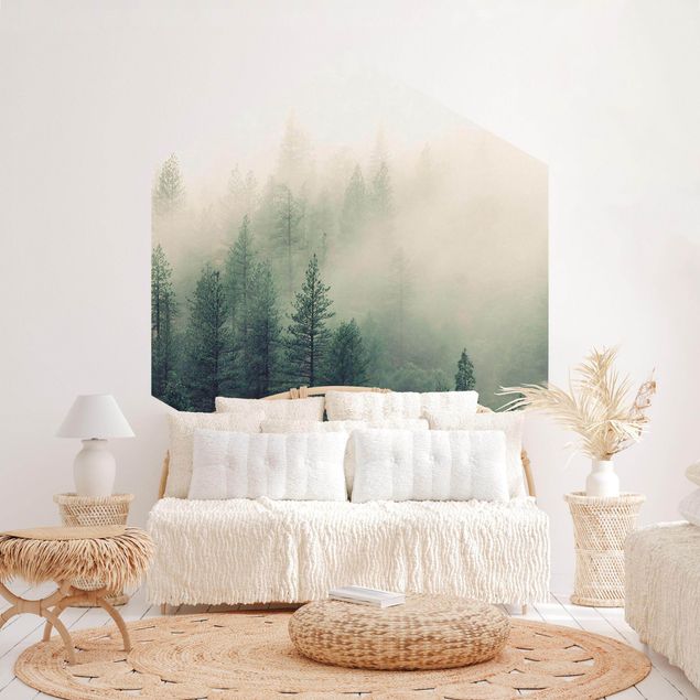 Papier peint panoramique forêt Forêt Brumeuse Réveil