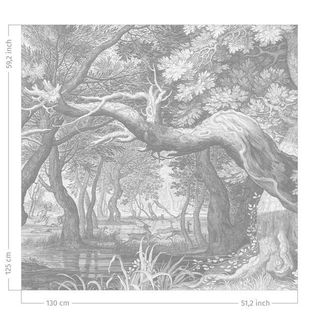 rideaux salon moderne Forest Copperplate Engraving