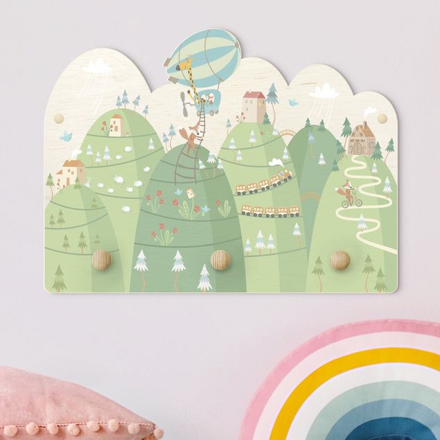 Porte-manteau enfant - Forest With Houses And Animals