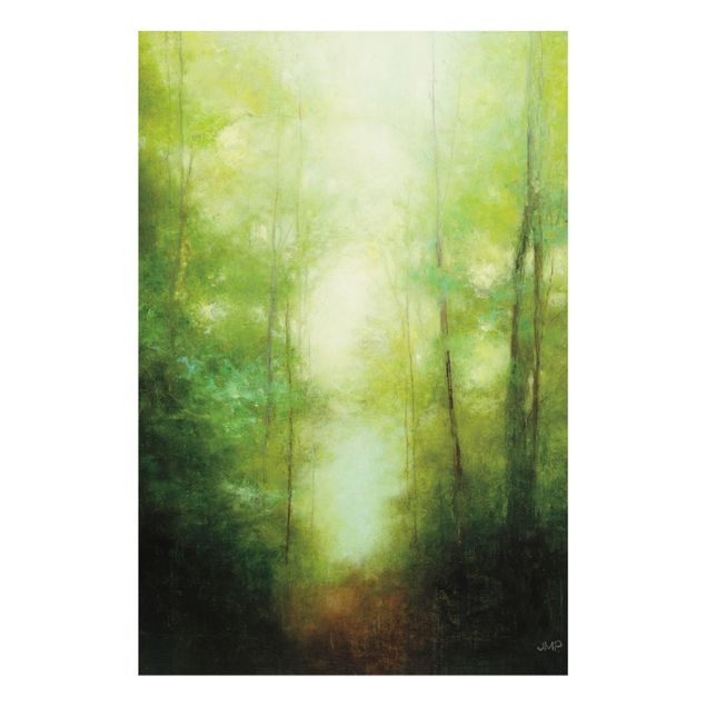 Tableau verre paysage Forest walk in the mist