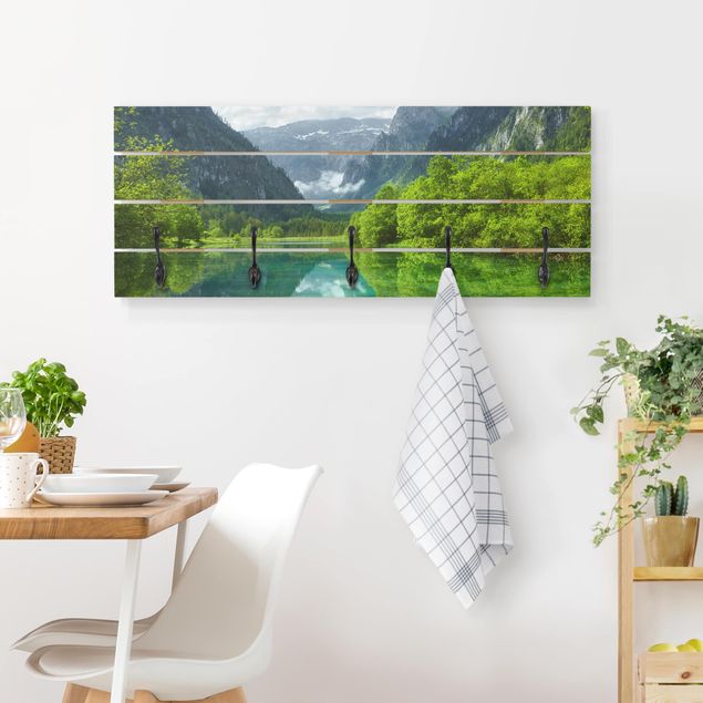 Porte-manteaux muraux avec paysage Lac de montagne avec reflet de l'eau
