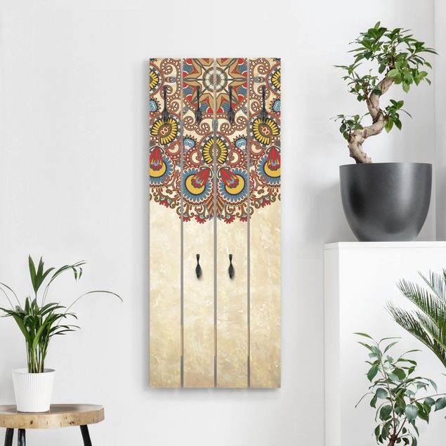 Porte-manteaux muraux avec dessins Mandala coloré