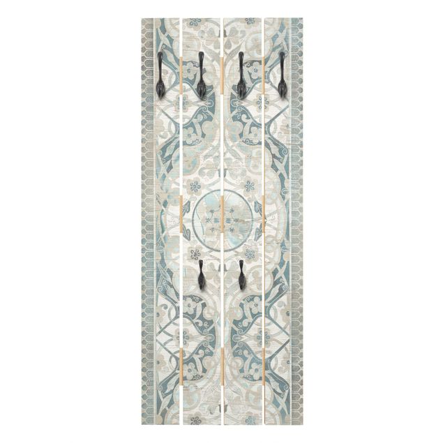 Porte-manteaux muraux blancs Panneaux en bois Perses Vintage I