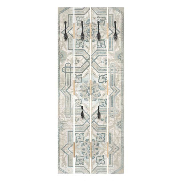 Porte-manteaux muraux blancs Panneaux en bois Perses Vintage III