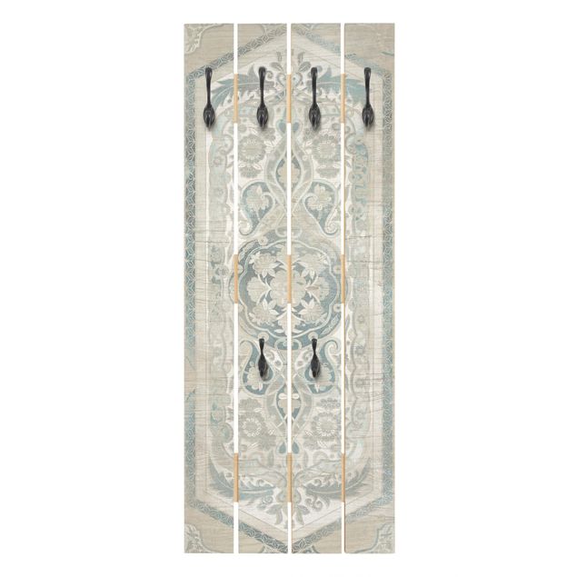 Porte-manteaux muraux blancs Panneaux en bois Perses Vintage IV