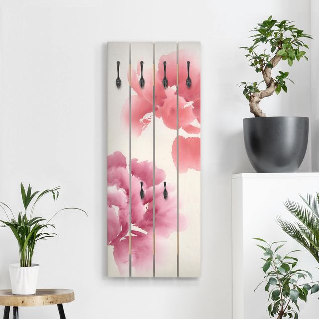 Porte-manteaux muraux avec fleurs Flore Artistique II