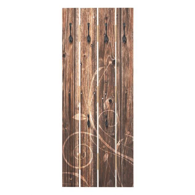 Porte-manteau en bois - No.547 Wooden fence flora