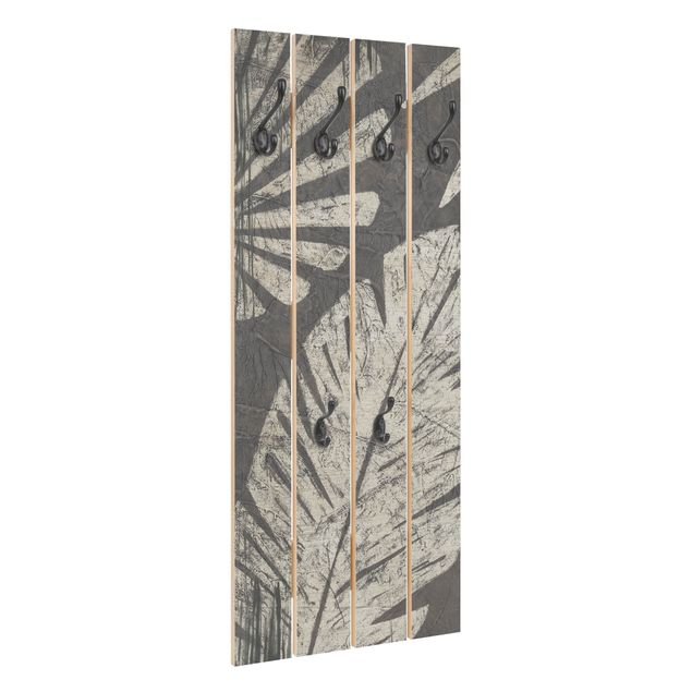 Porte manteaux muraux Feuilles de palmier sur fond gris foncé