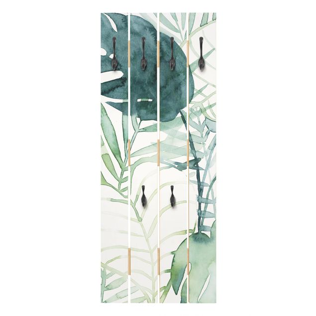 Porte-manteaux muraux verts Feuilles de palmier à l'eau II